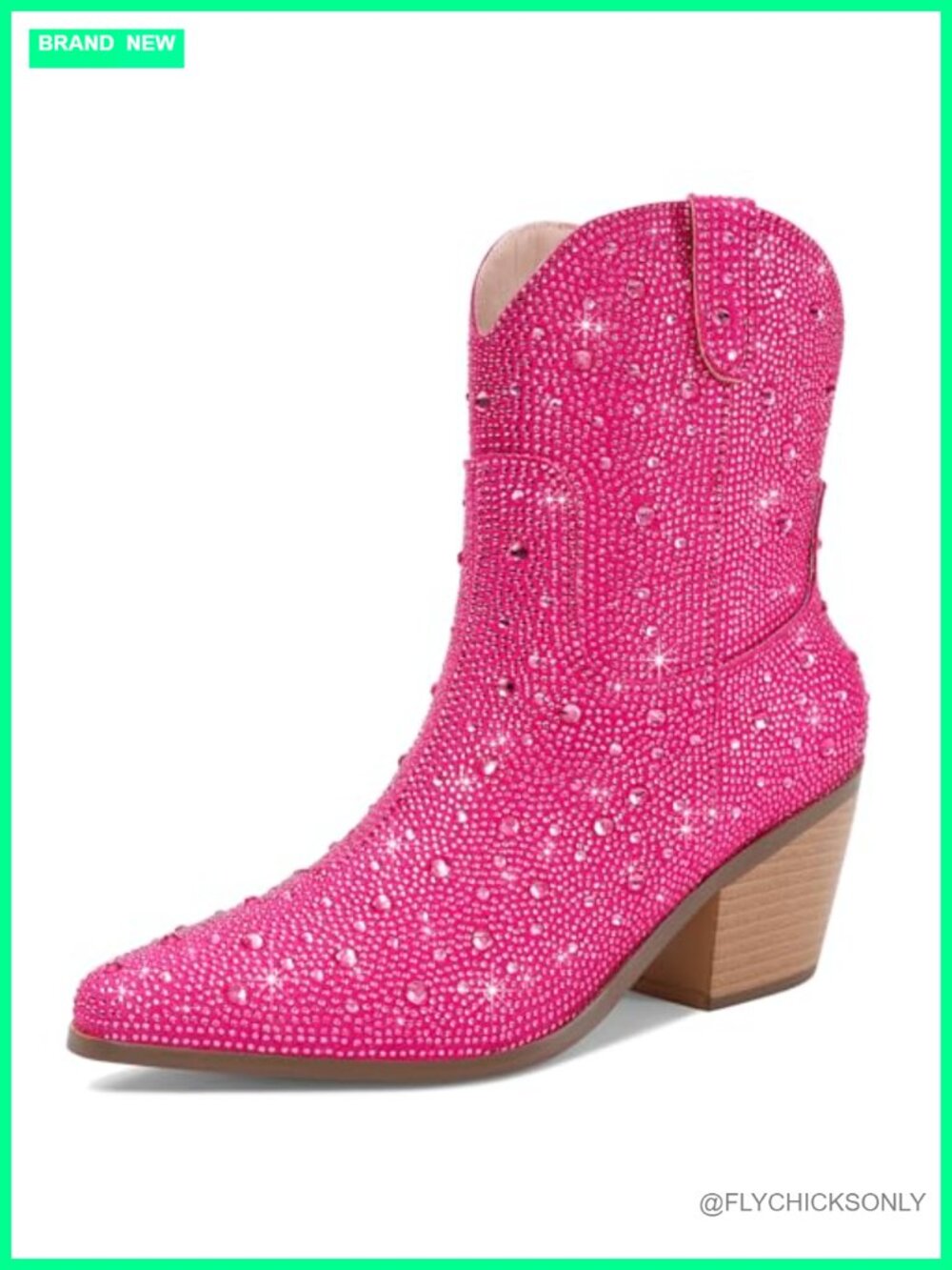 Rhinestone Cowboy Ankle Boots Faux Leather Western Booties for Women